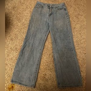 High Waist Light Blue Straight Leg Jeans